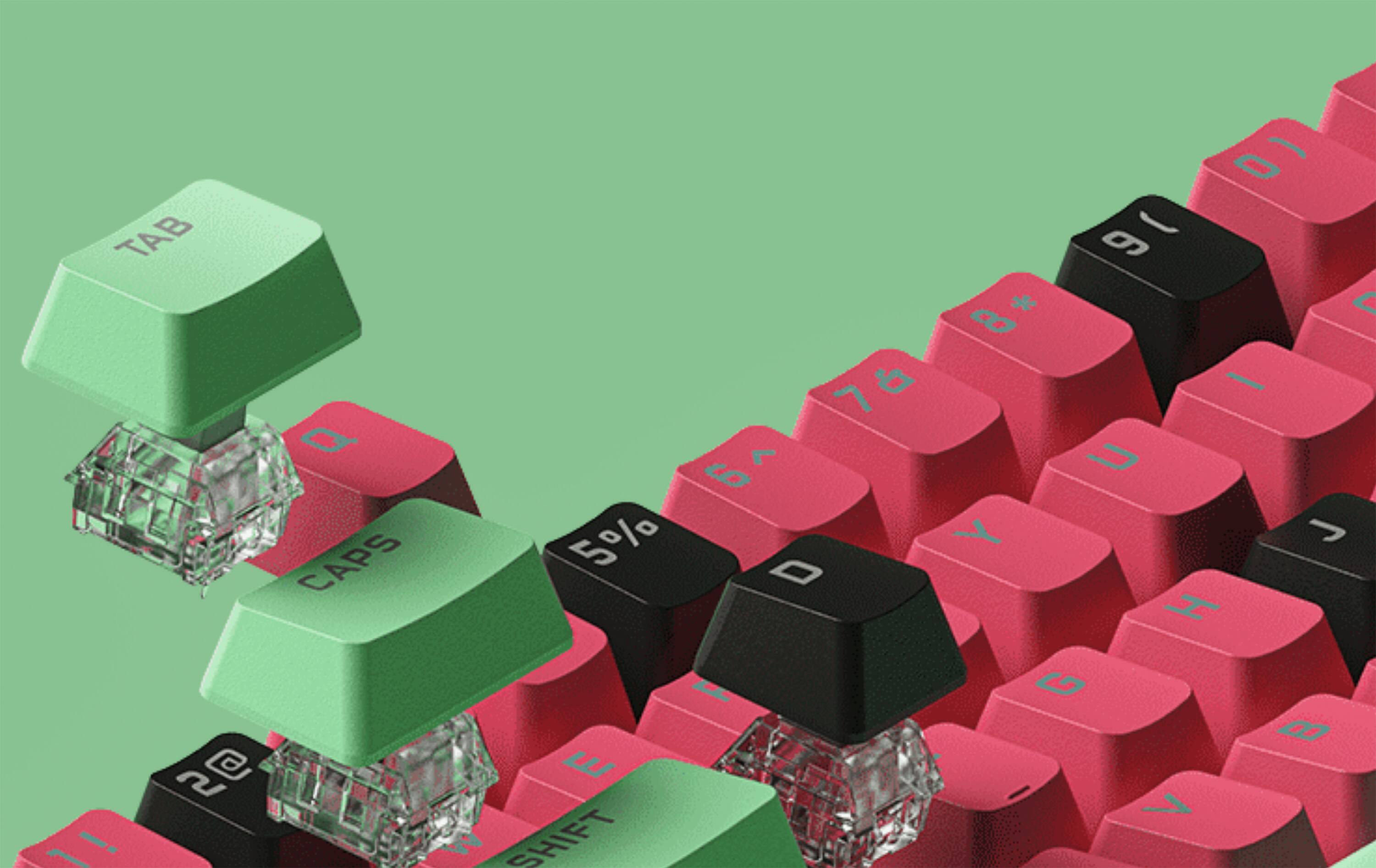 Alt View 11. CORSAIR - K65 RGB Mini Wired 60% Mechanical Cherry MX SPEED Linear Switch Gaming Keyboard with PBT Double-Shot Keycaps - Flavor Rush Watermelon Blast.