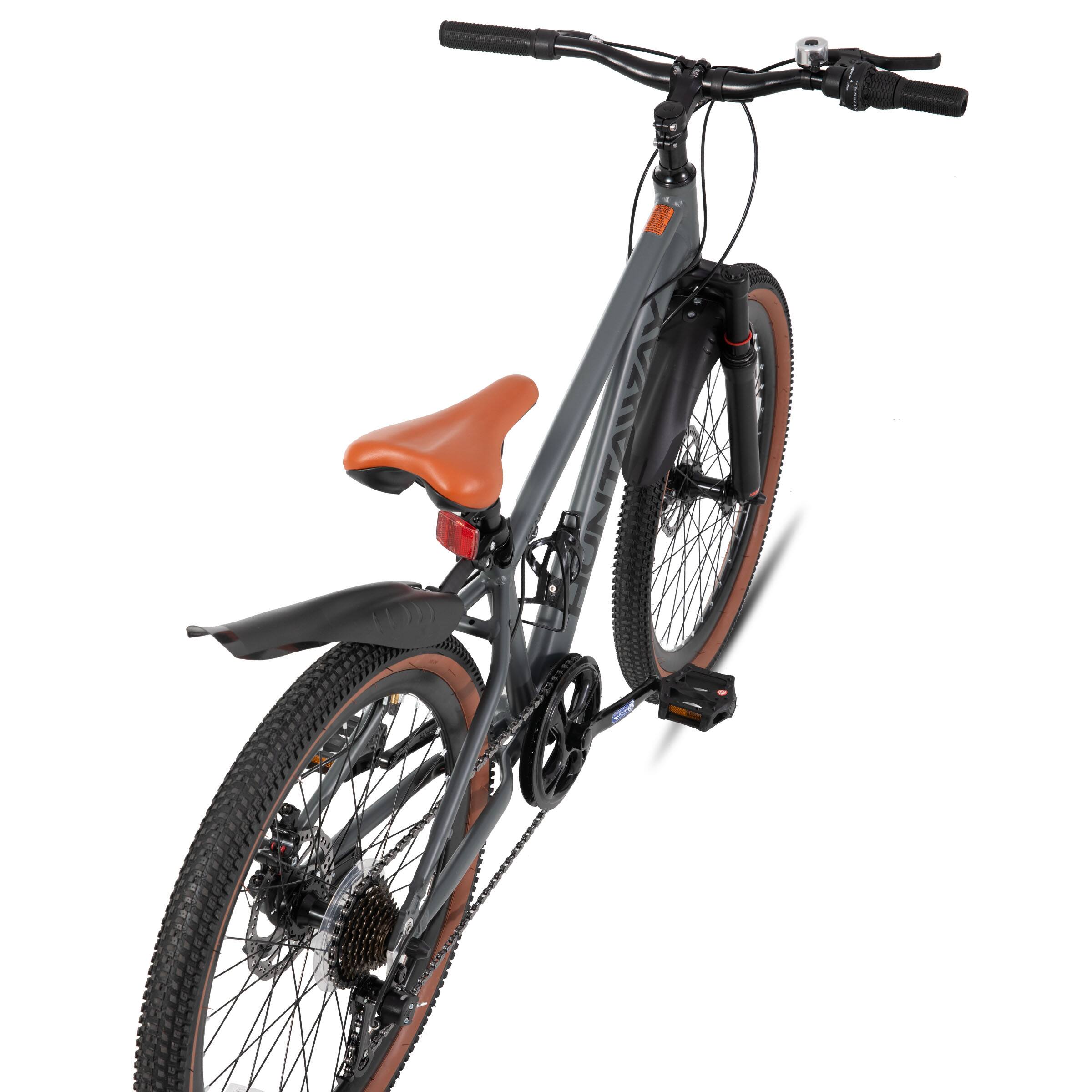 Alt View 4. JOYSTAR - KEANO Huntaway 24 Inch Kids Mountain Bike for Boy Girl Ages 8-12, 7-Speed Kid Bicycle with Lightweight Alloy Frame, Gray - Gray.