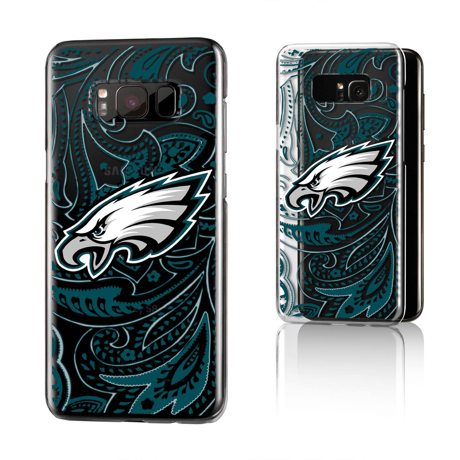 Alt View 2. Keyscaper - Philadelphia Eagles Galaxy Clear Paisley Design Case - S23 Ultra - Multicolor.