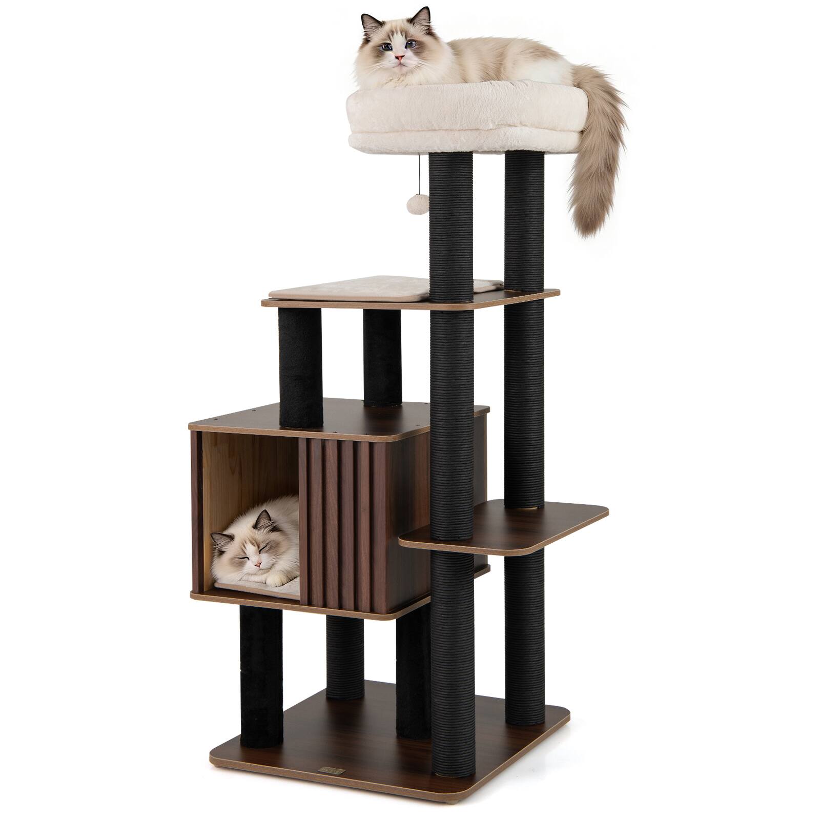Alt View 9. Gymax - Gymax 53 5'' Tall Cat Tree for Indoor Cat Wooden Cat Tower Top Perch w/ Soft Padding.