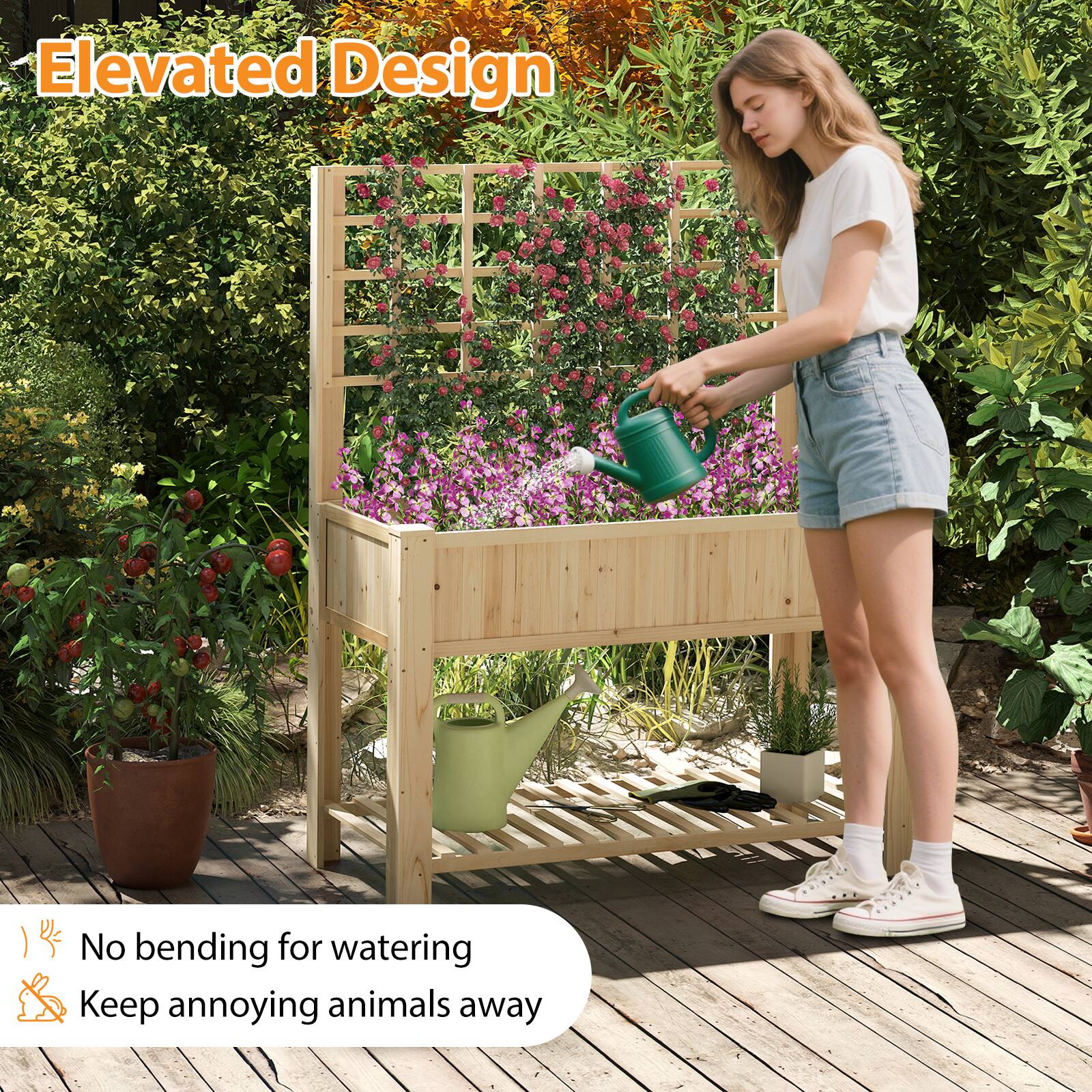 Elevated Design

No bending for watering  
Keep annoying animals away