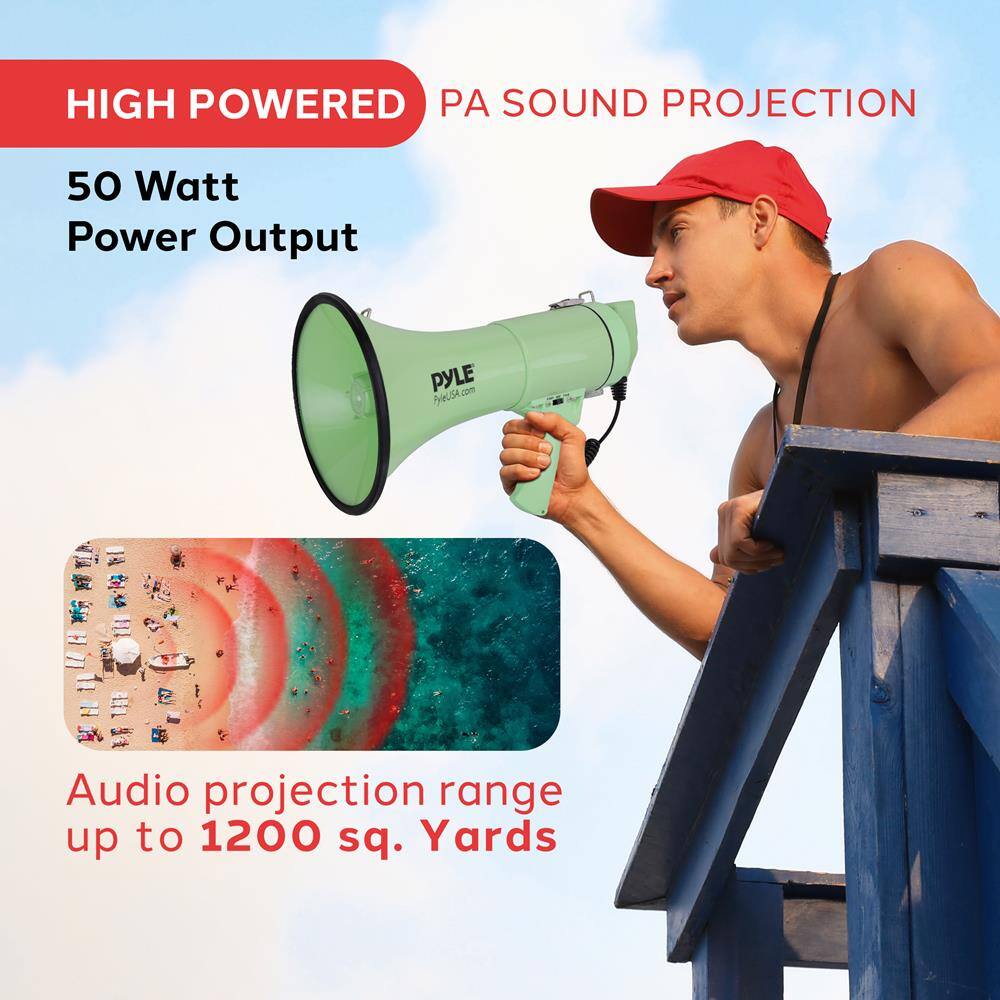 HIGH POWERED PA SOUND PROJECTION

50 Watt Power Output

Audio projection range up to 1200 sq. Yards
