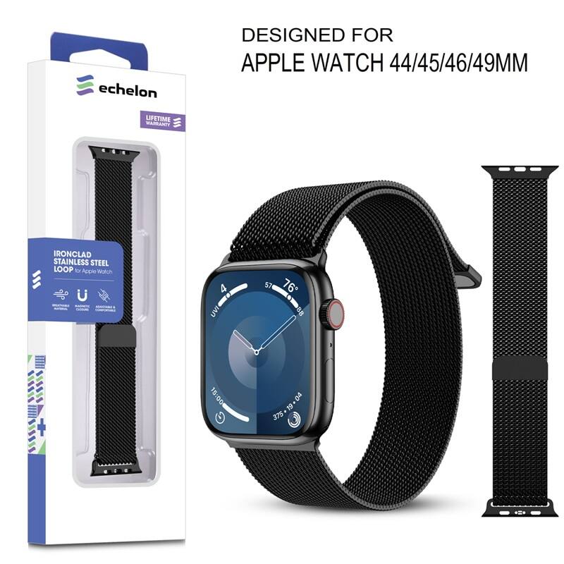 echelon DESIGNED FOR APPLE WATCH 44/45/46/49MM LIFETIME WARRANTY IRONCLAD STAINLESS STEEL LOOP for Apple Watch U - - 4 UVI 57 76 UISI 15:00 g 19 375