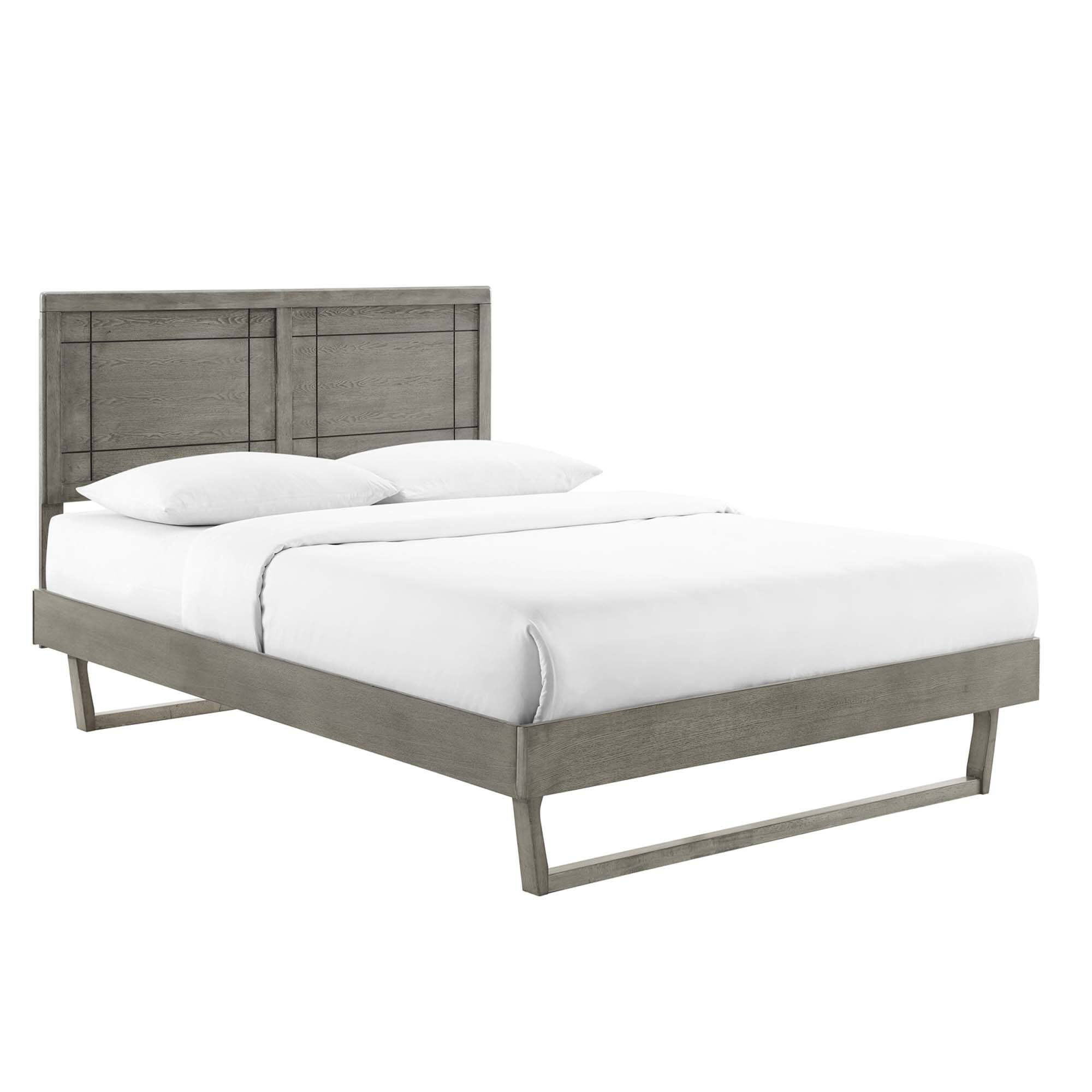 Angle. Modway - Marlee Wood Platform Bed With Angular Frame - Gray.