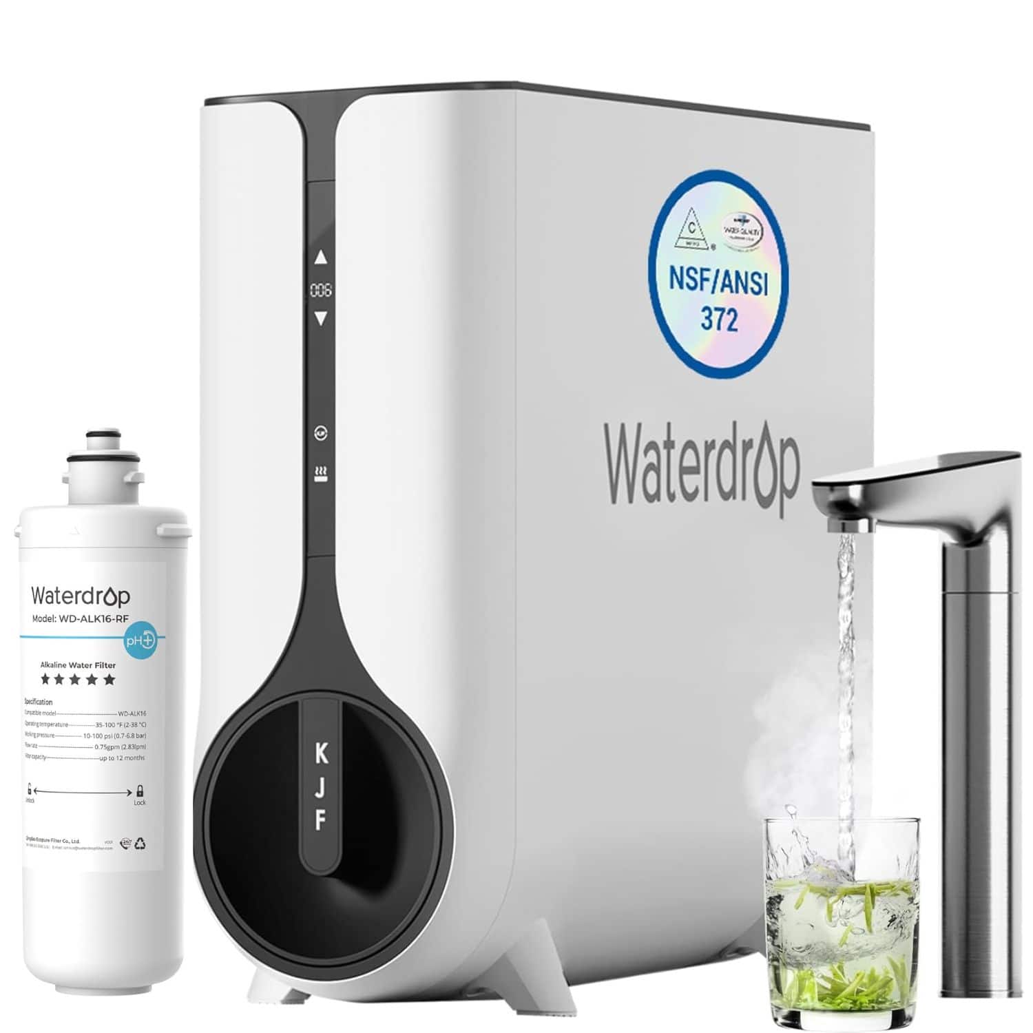 C NEXE 1 NSF/ANSI 372  
Waterdrop  
Waterdrop Model WD-ALK16-OP  
pH Alkaline Water Filter  
Filtration  
180 m  
4 san muan  
aur  
K J F