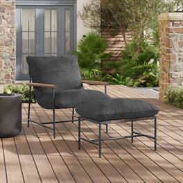 Raya Outdoor Patio Boucle Lounge Chair and Ottoman by Modway - Charcoal