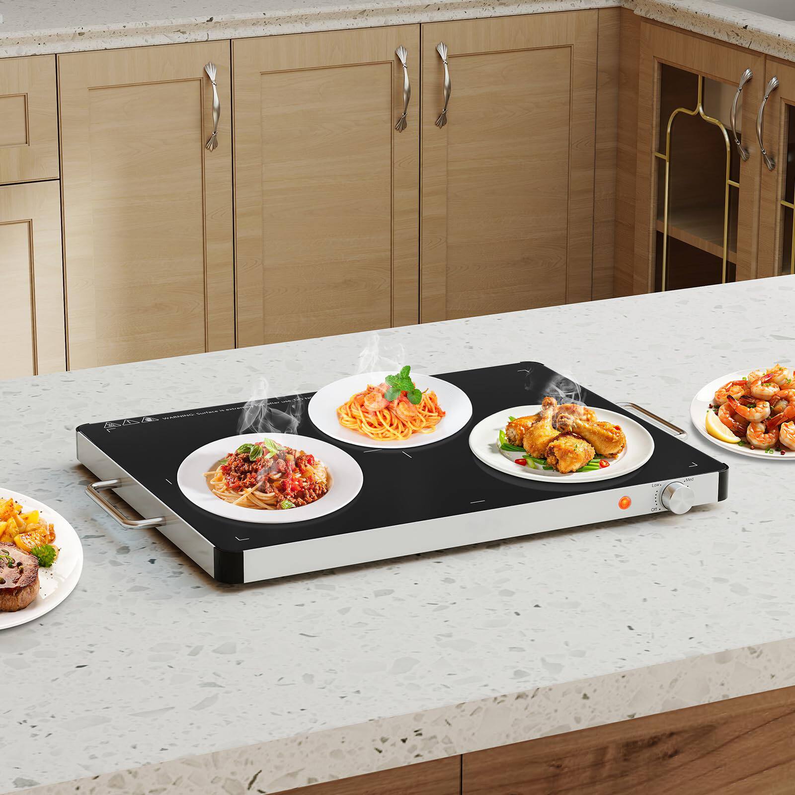 Alt View 8. Ecooso - Electric Food Warming Tray, Adjustable Temperature Control, Overheat Protection, Buffet Warmer - Black.