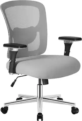 Sweet - Big and Tall Mesh Office Chair with Adjustable Armrests, Lumbar Support, Adjustable Height - Gray