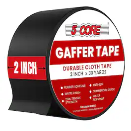 5 CORE - Gaffers Tape 2 Inch 30 Yards Professional Pro Gaff Tape Non Reflective Water Resistant - Black