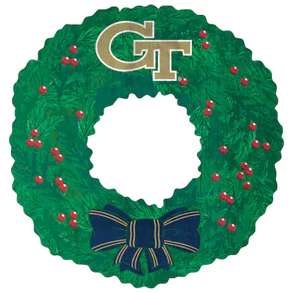 Front. Fan Creations - Georgia Tech Yellow Jackets 16'' Team Wreath Sign - Green.