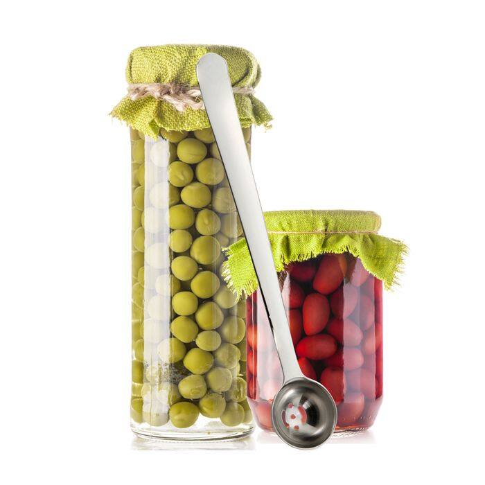 Alt View 2. Norpro - 7-Inch Stainless Steel Olive Serving Spoon and Cherry Scoop with Drain Holes, Silver - Silver.