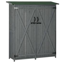 Outsunny - Outdoor Storage Cabinet Wooden Garden Shed Utility Tool Organizer with Waterproof Asphalt Rood, Lockable Doors