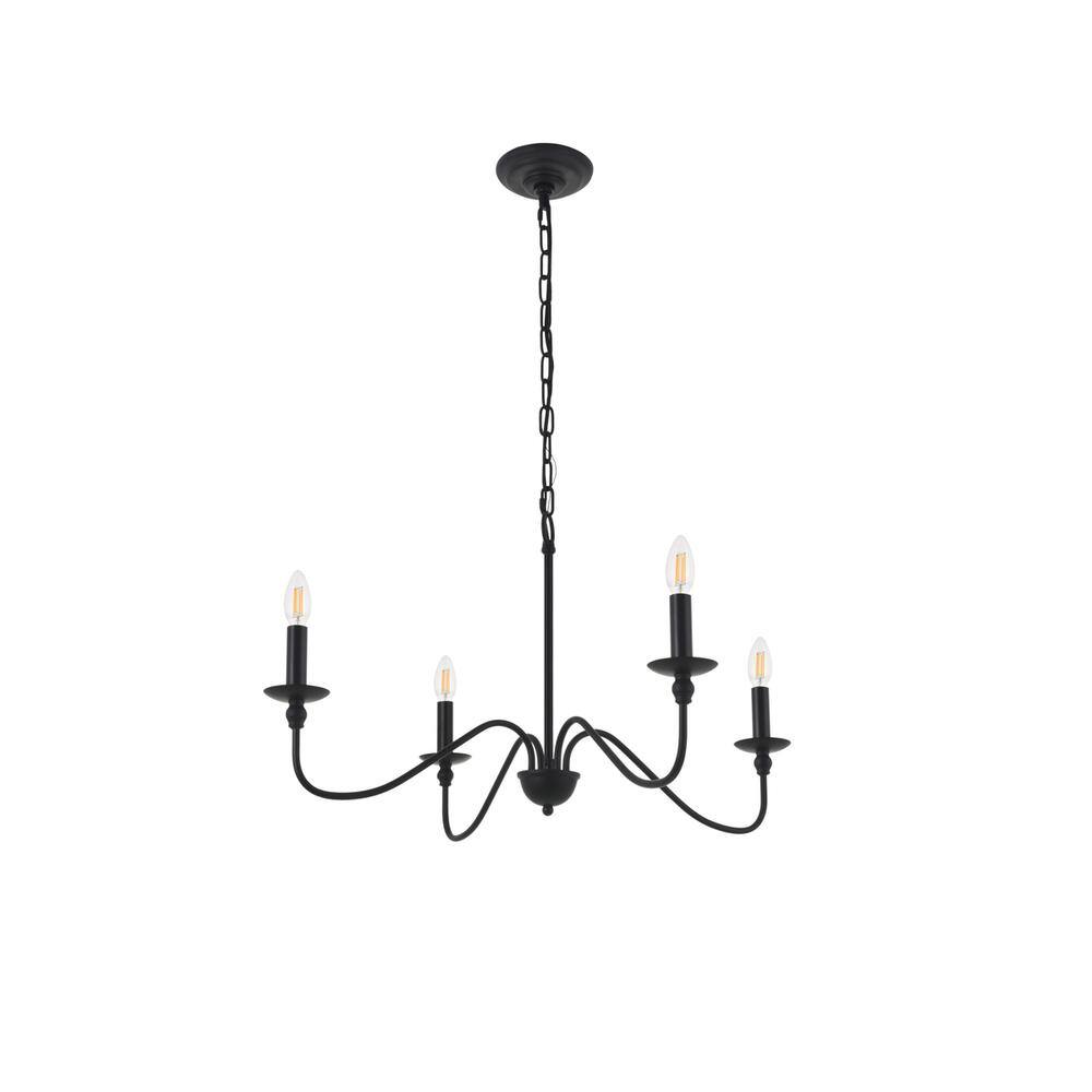 Alt View 3. Living District - Rohan 4 light Matte Black Pendant - Matte Black.
