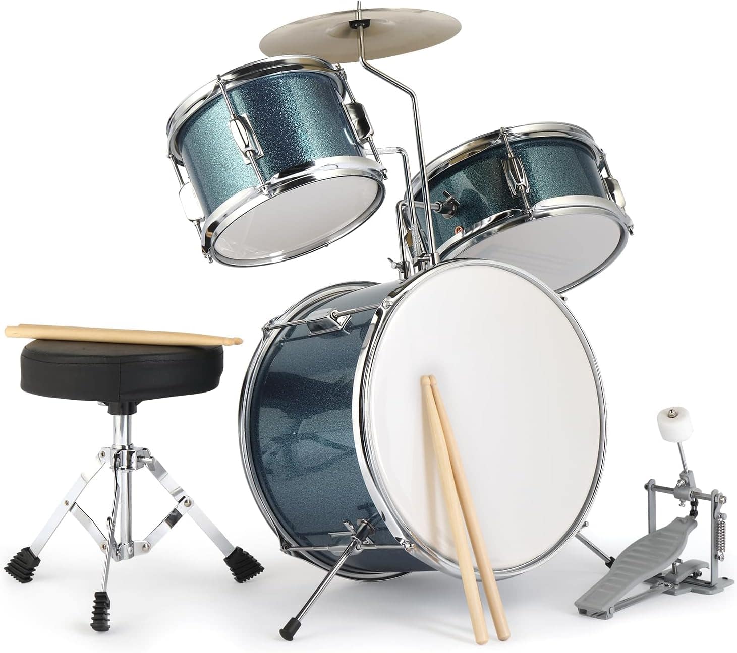 Winado - 3-Piece Drum Set, 14 Inch Beginners Drums Kit with Throne Stool, Pedal & 2 Pairs of Drumsticks, Junior Drums Set price history on PriceWatchPro