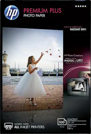 Front. HP - Premium Plus Glossy Photo Paper - White.