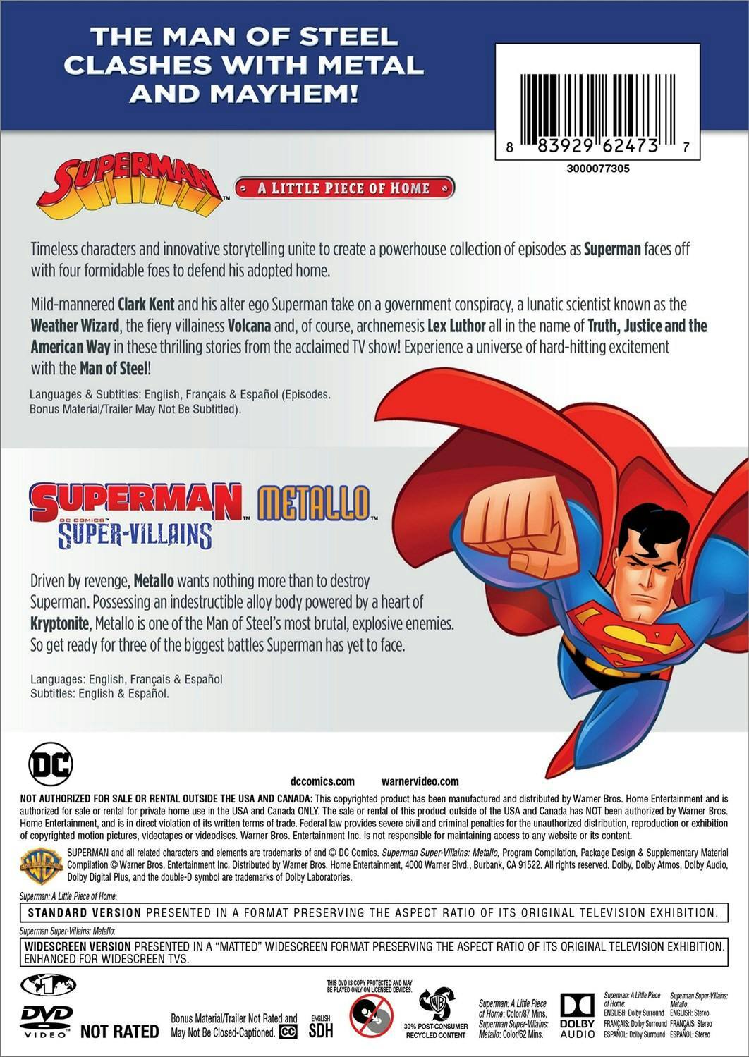 Back. Superman: A Little Piece of Home / Superman Super Villains: Metal (DVD Double Feature) [DVD].