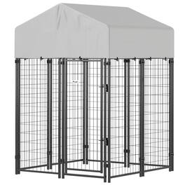 Pawhut - Dog Kennel with Roof - Silver