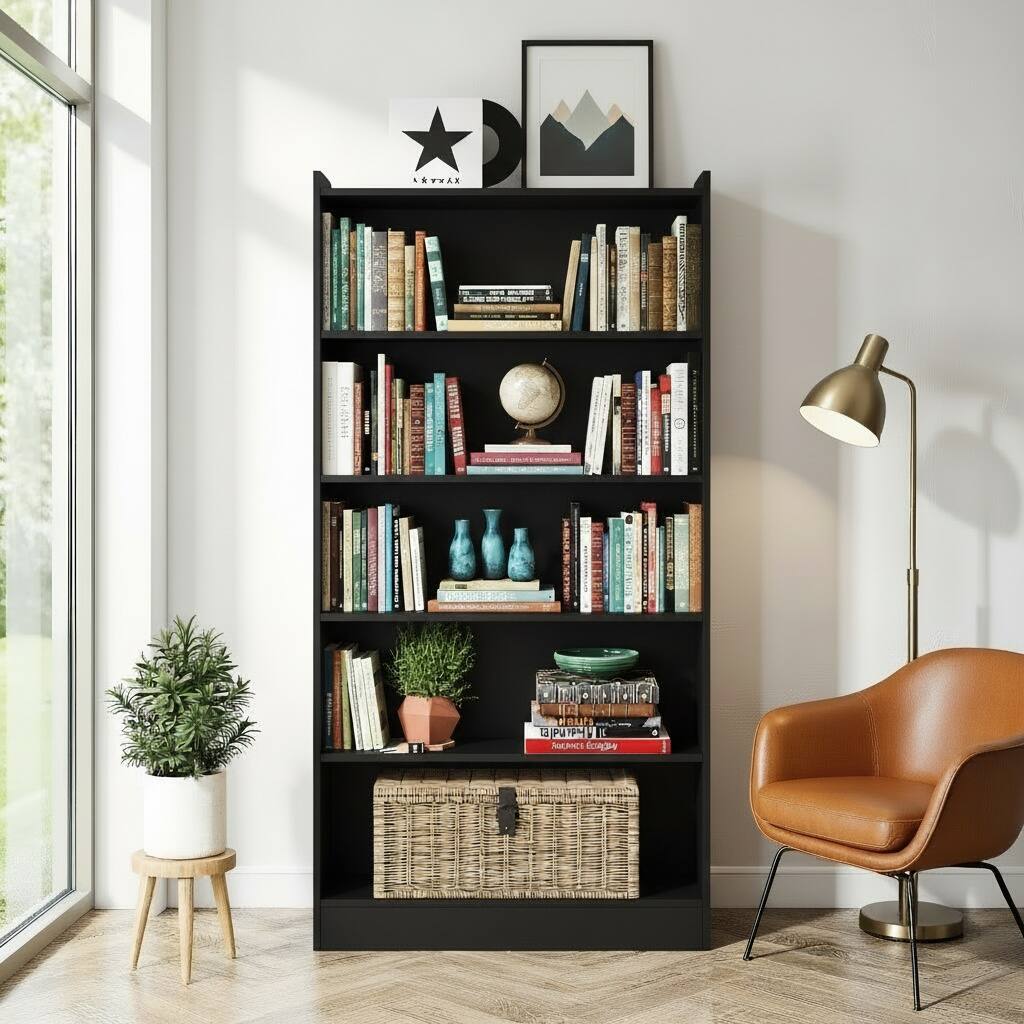 Kadyn - Bookshelf, Storage Shelf, Bookcase,6-Tier Bookshelf, 70.87" Etagere Bookcase for Home Office - Black
