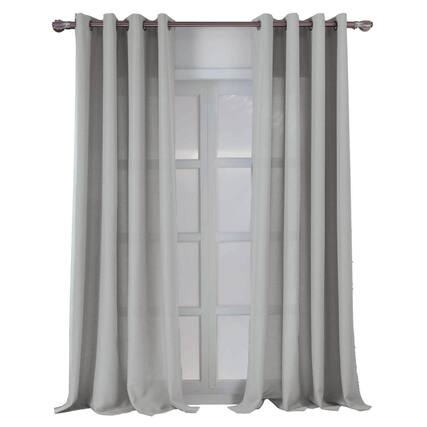 Front. RT Designers Collection - RT Designers Collection Cole Textured Grommet Room Darkening Curtain Panel 54" x 84" Silver - Silver.