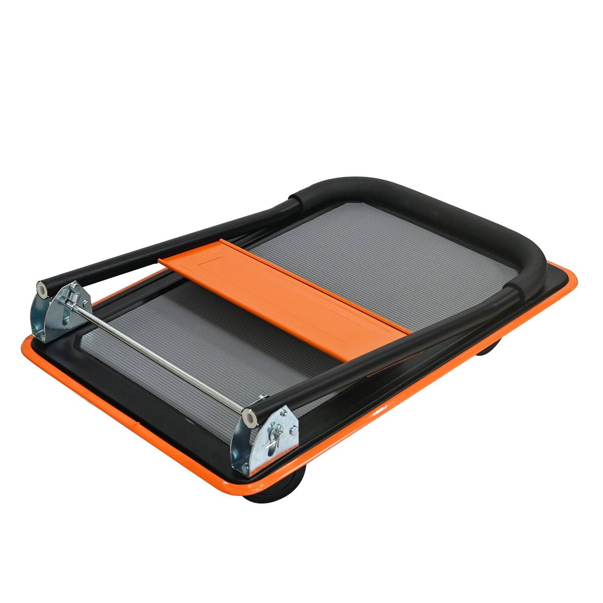 Back. Ropilly - Ropilly Folding Platform Cart, 330 lb Capacity Foldable Flatbed Cart with Swivel Wheels, Orange - Orange.
