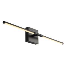 Front. Jonathan Y - McKenna 28" Modern Minimalist Adjustable Dimmable Integrated LED Metal Wall Sconce, Black - Black.