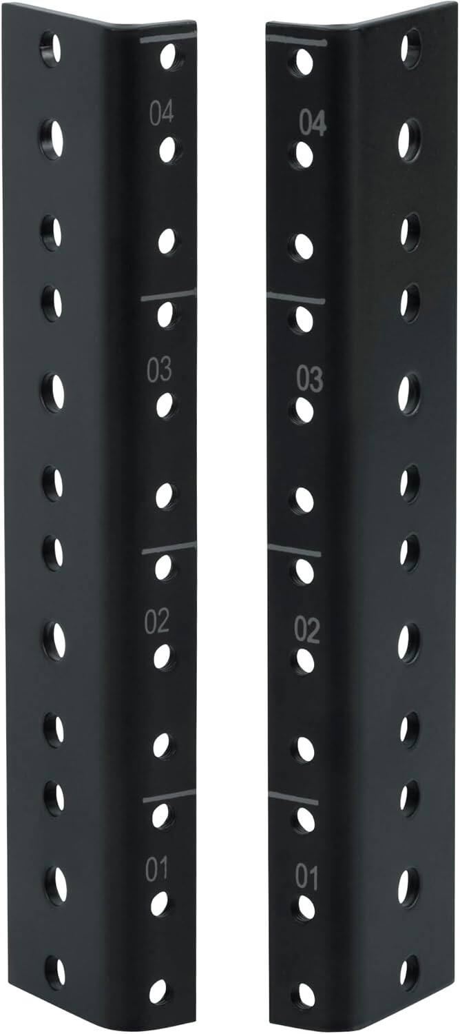 Left. Gator - 4U Steel Rack Rails with 10-32 Tapped Holes and Printed Rack Unit Numbers - Pair.