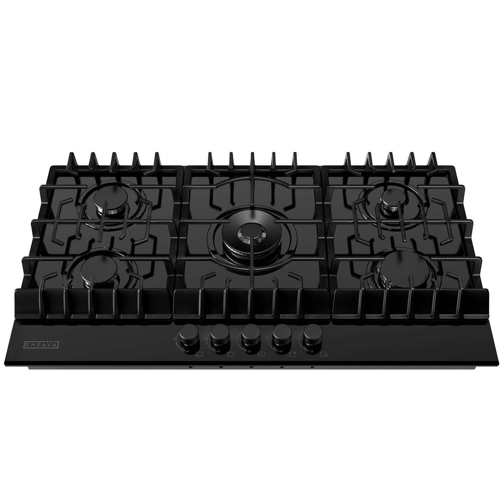 Alt View 6. Empava - 36 in. 5 Burners Recessed Gas on Glass Cooktop - Black.
