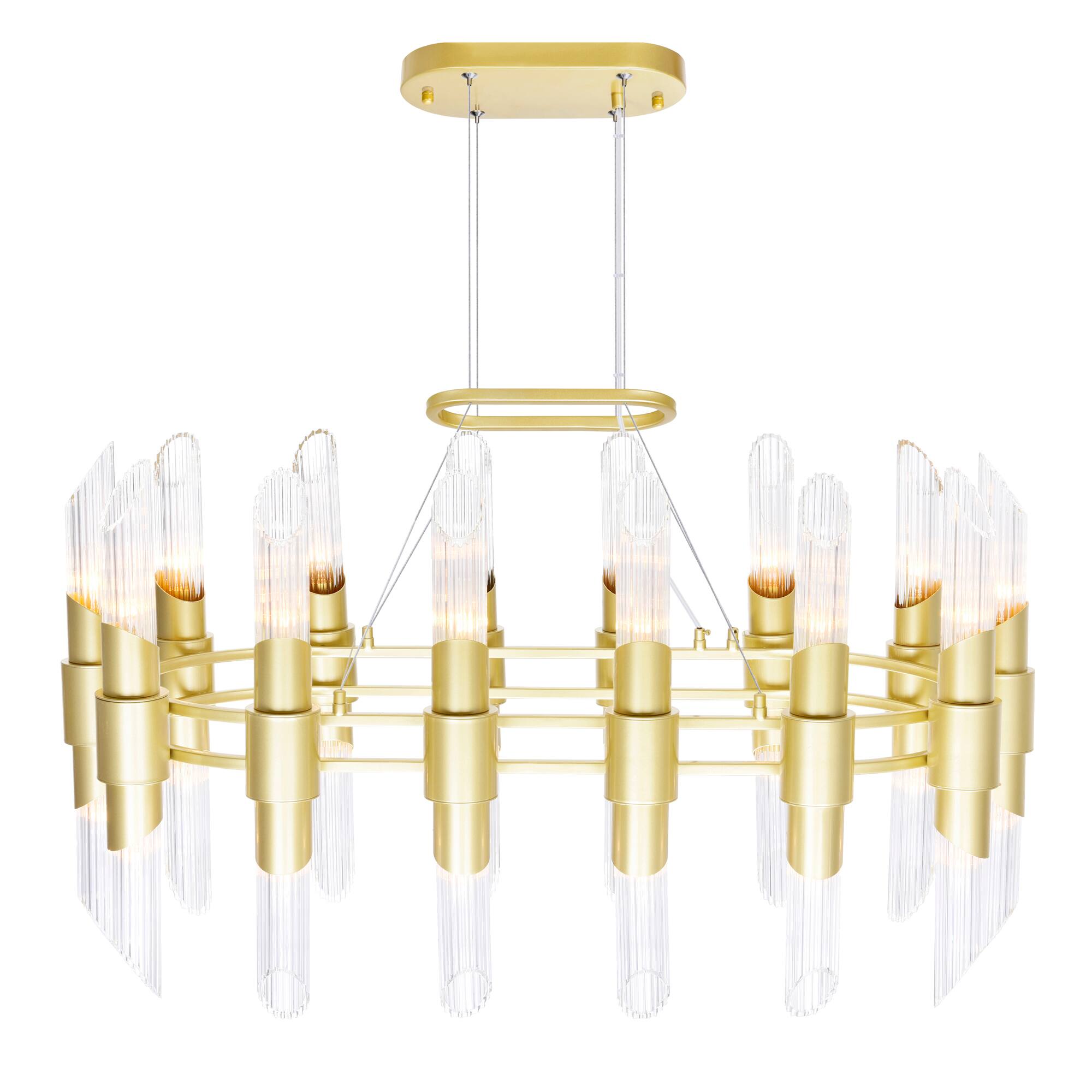 Angle. CWI Lighting - Croissant 28 Light Chandelier With Satin Gold Finish - Satin Gold.