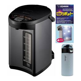 Zojirushi - Micom Water Boiler (5-Liter, Metallic with Cleaner and Tumbler - Black