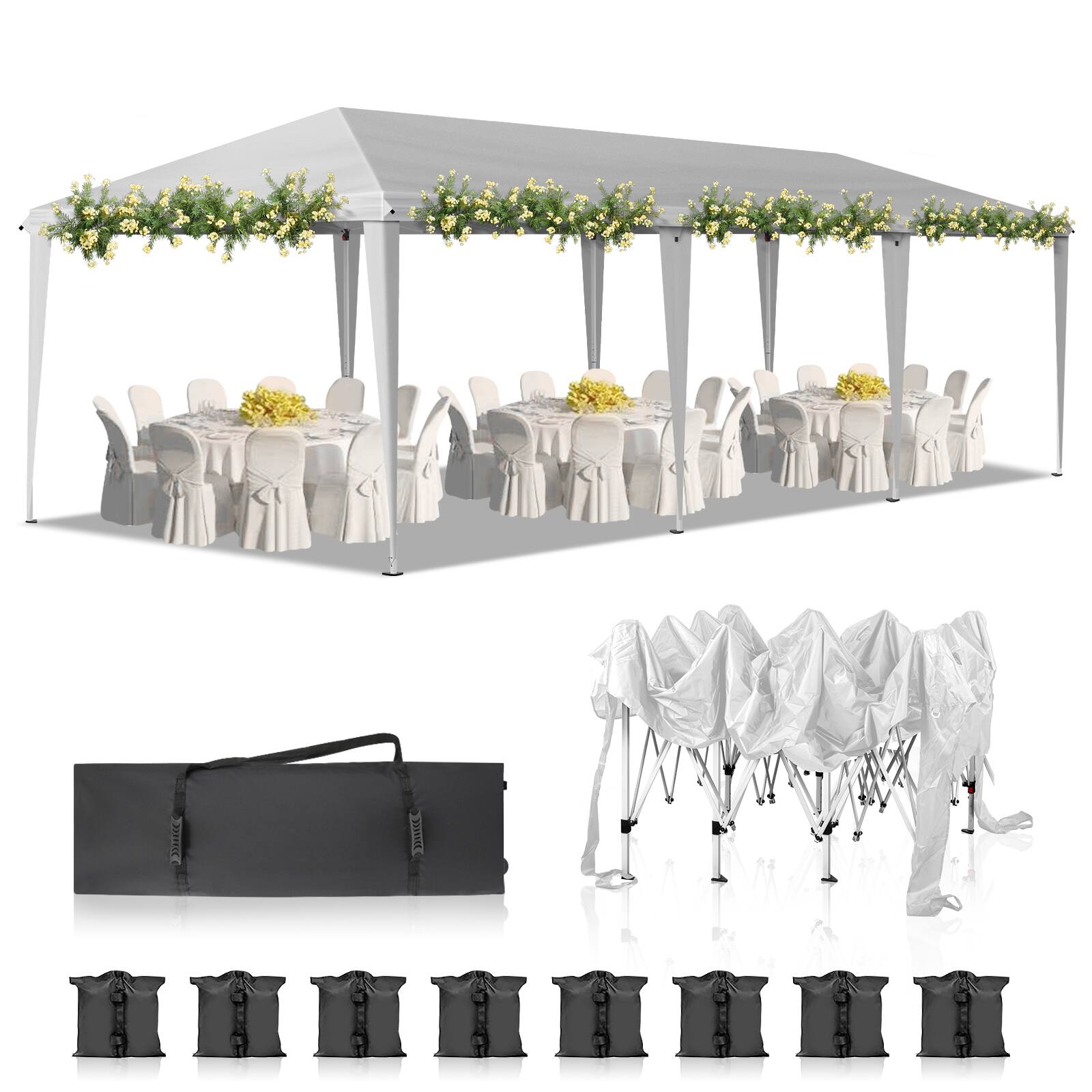 Front. Winado - 10x30 Pop Up Canopy Tent With Bag , Outdoor Gazebo Canopy Tent, Patio Event Tents Outdoor with Sand Bag.