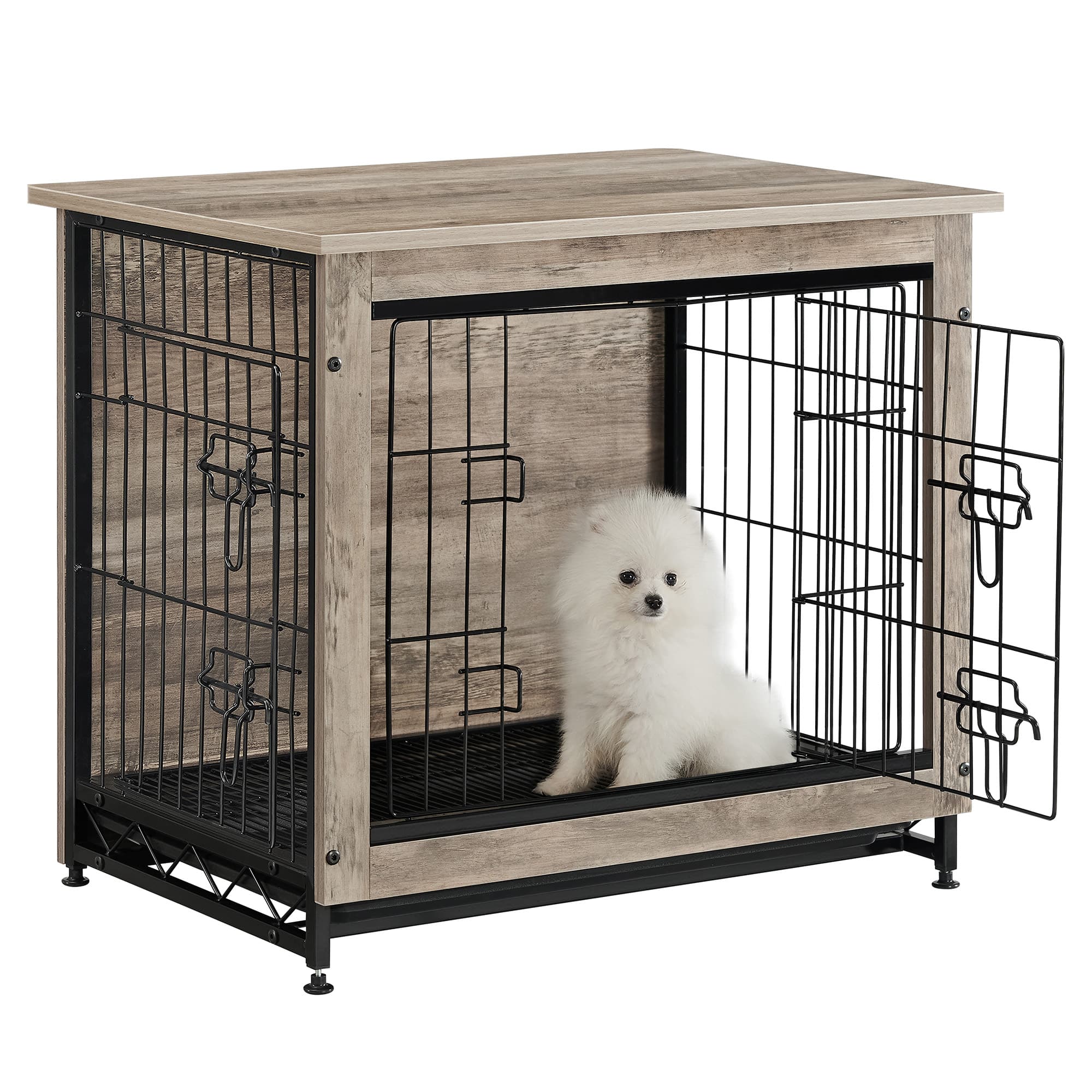 Songmics Home - Dog Crate Furniture, 27.2 inches Side End Table, Modern Kennel for Dogs Indoor up to 30 lb - Greige
