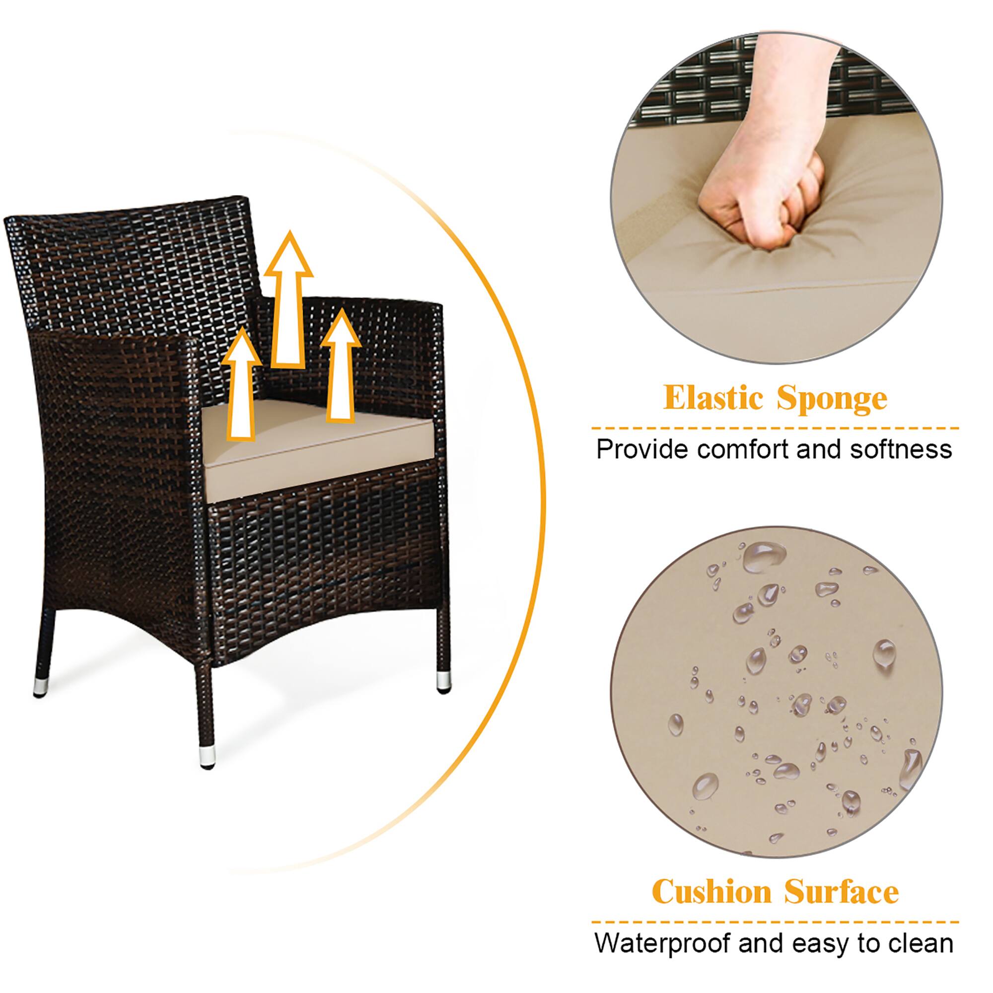 Elastic Sponge  
Provide comfort and softness  

Cushion Surface  
Waterproof and easy to clean