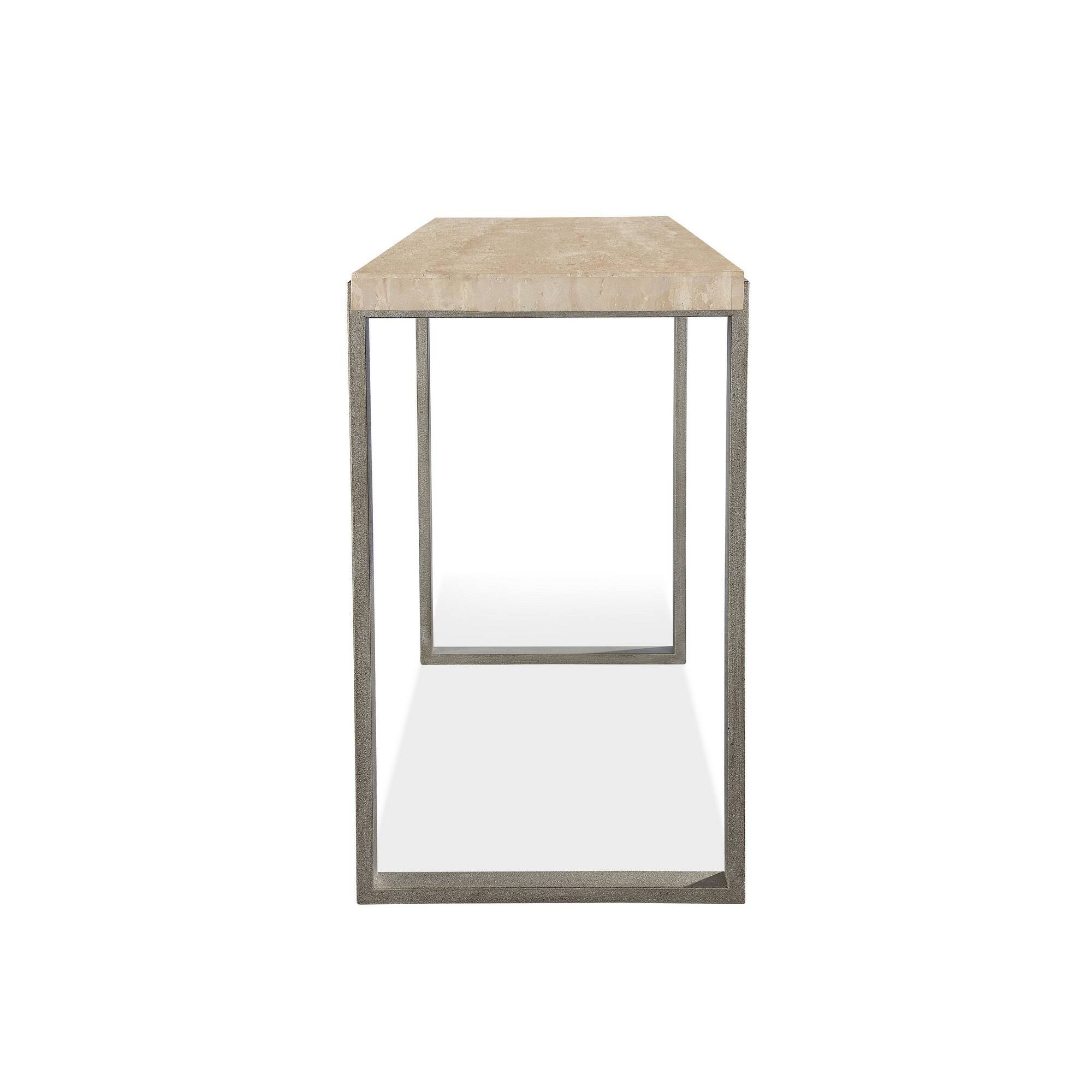 Manhattan Lane Oxy 54 Inch Console Side Table, Stone Surface, Metal ...