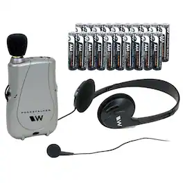 Williams Sound - Pocketalker Ultra Personal Sound Amplifier Duo Pack System + Year Supply of Batteries - Grey / Silver
