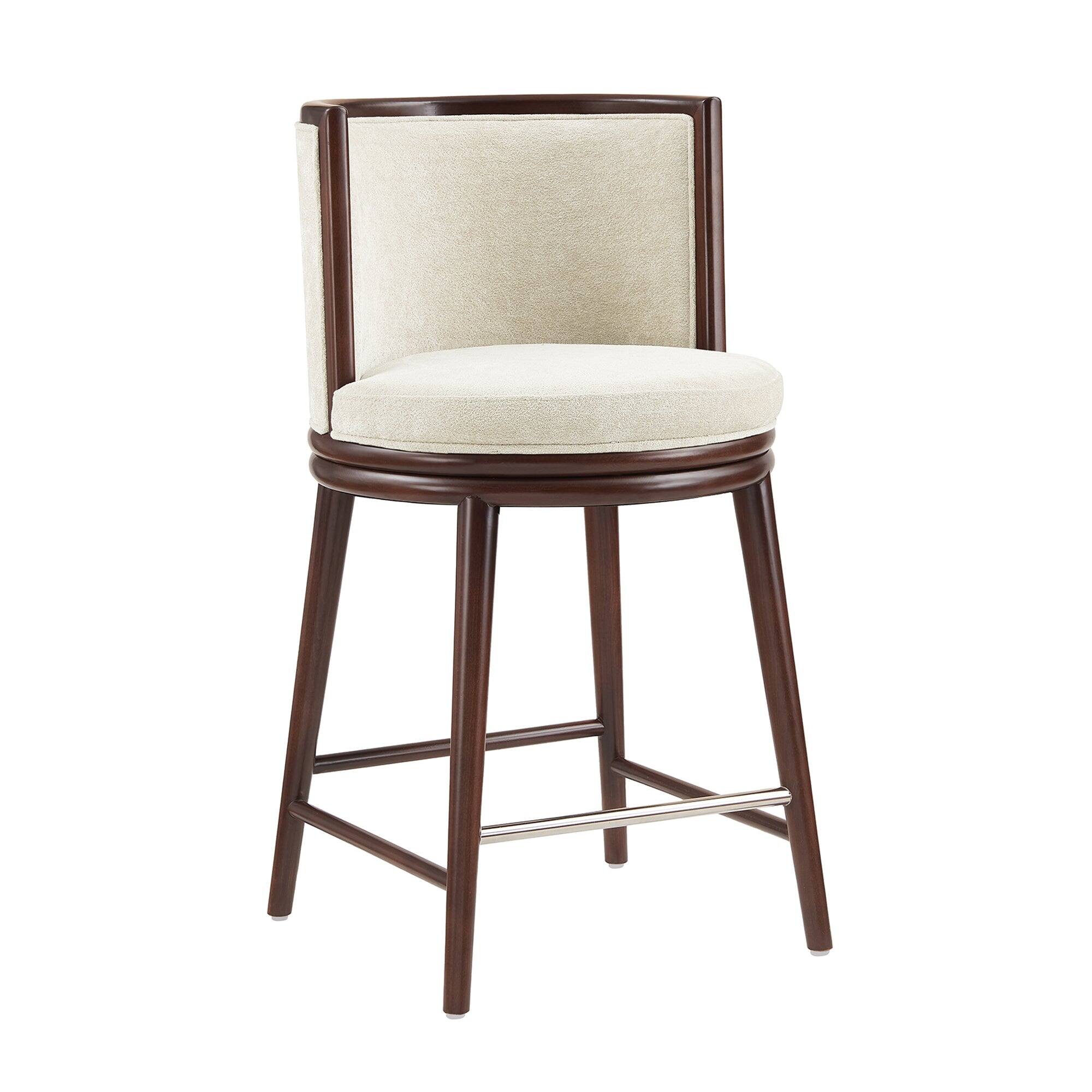 Alt View 2. Manhattan Comfort - Evalyn Modern Wood Upholstered Counter Stool - Cream.