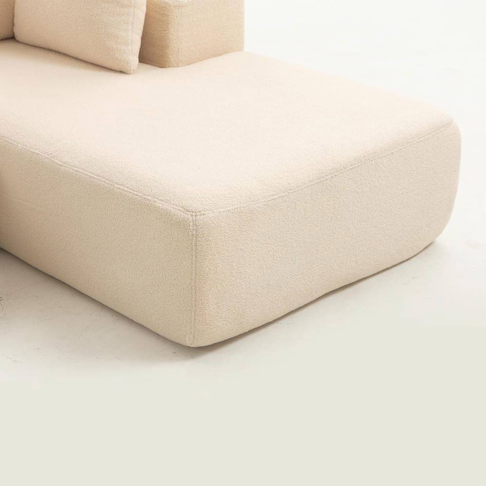 Alt View 10. Kadyn - L-Shaped Full Foam Sectional Sofa, 5 Pillows, Compressed Shipping, Flannelette, Space Saving Design, Beige - Beige.