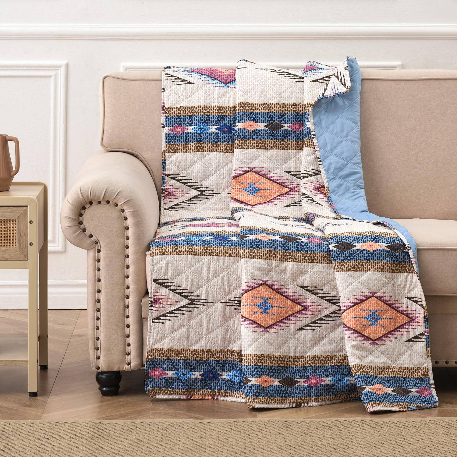 Alt View 1. Greenland Home Fashions - Greenland Home Fashions Cheyenne 100% Cotton vibrant Southwestern patterns Accessory Throw 50" x 60" Spirit - Spirit.