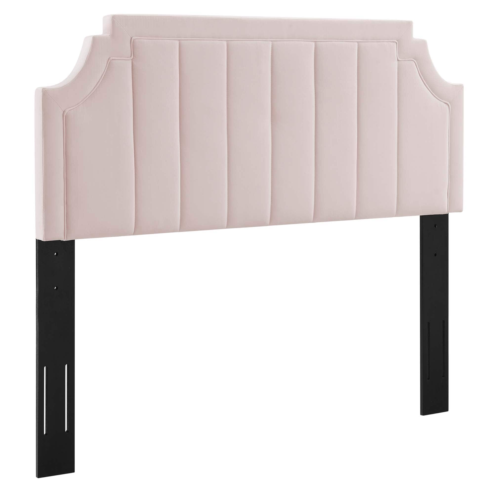 Alyona Channel Tufted Performance Velvet Full/Queen Headboard by Modway - Red
