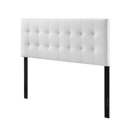 FurniFact - Upholstered Vinyl King Headboard with Padded Design and Durable Finish - White
