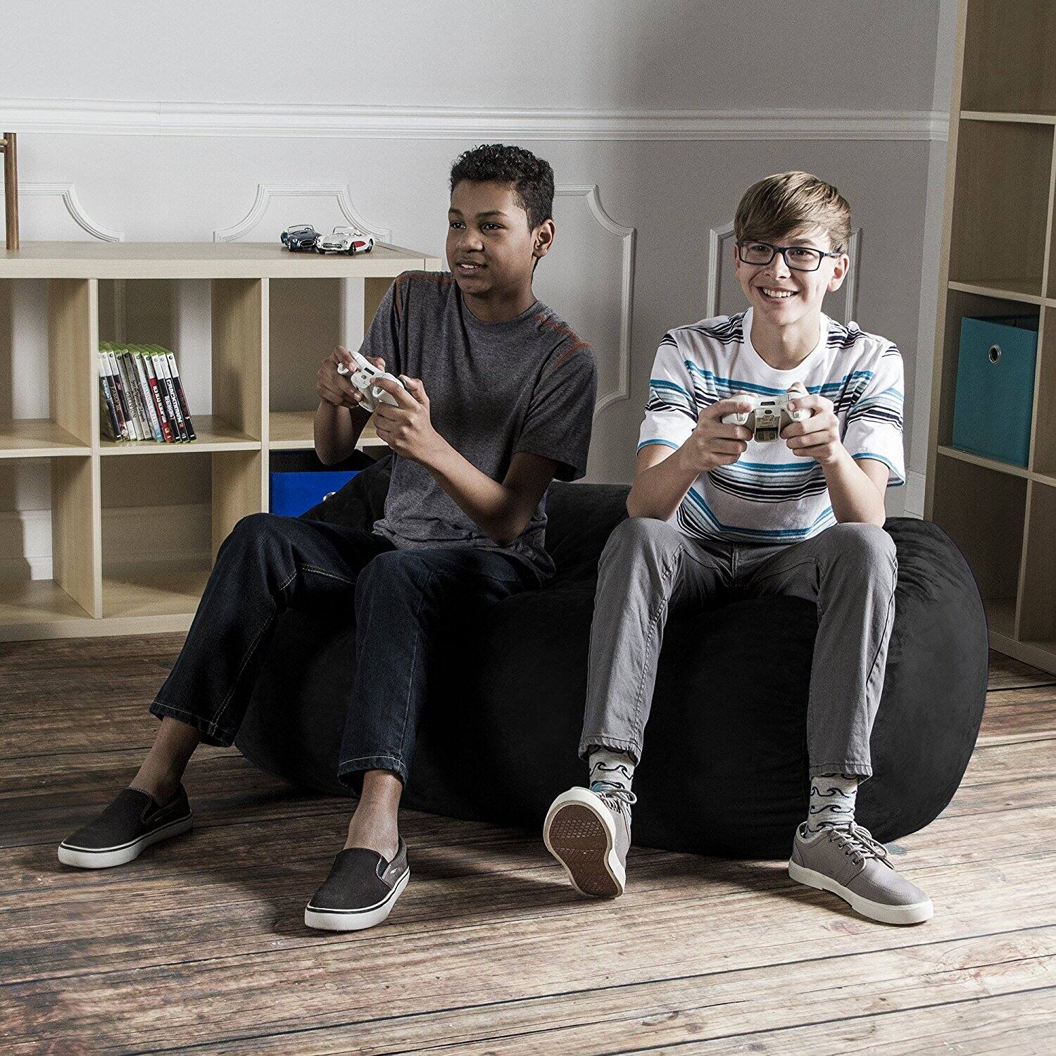 Back. Jaxx - Jaxx Sofa Saxx 4-foot Bean Bag Lounger, Black - Black.