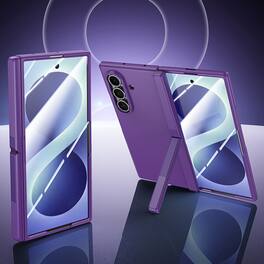 Dteck - for Samsung Galaxy Z Fold8 Ultra Case with Built-in Screen Protector, Hinge Protection with Kickstand - Purple (Clear Screen Protector)