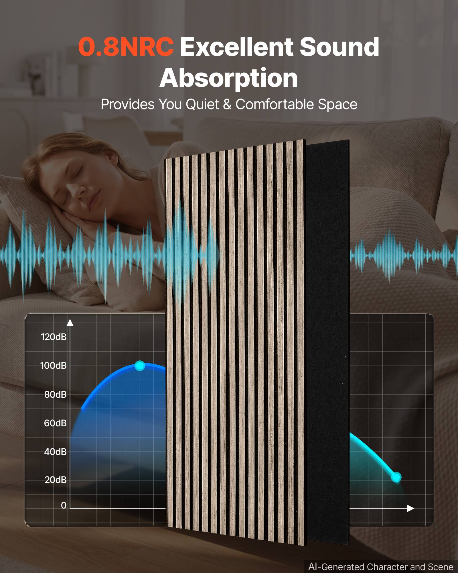 0.8NRC Excellent Sound Absorption Provides You Quiet & Comfortable Space

120dB
100dB
80dB
60dB
40dB
20dB
0

AI-Generated Character and Scene