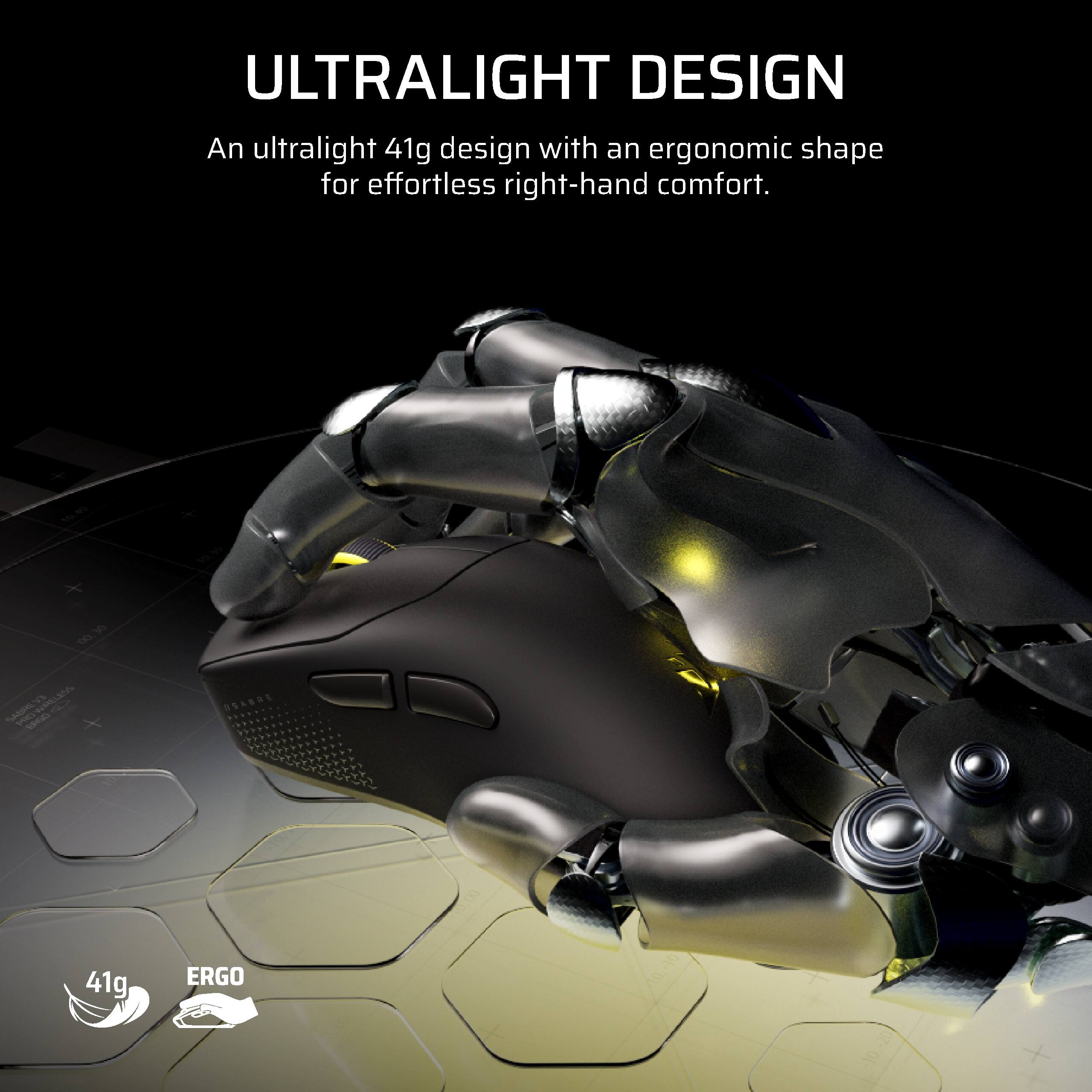 CORSAIR SABRE v3 PRO PureVector ULTRALIGHT ERGO 41g Gaming Mouse with ...