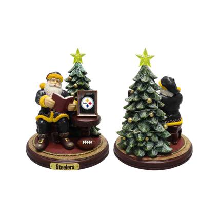 Front. The Memory Company - Pittsburgh Steelers Christmas Story Santa Figurine - Multicolor.