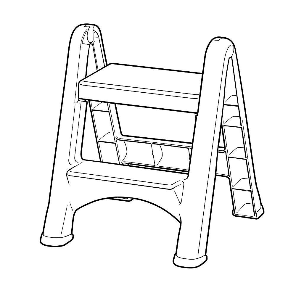 Alt View 2. RubberMaid - Rubbermaid 2 Step Slip Resistant Folding Plastic Stepstool with Foot Pads, Grey - Grey.