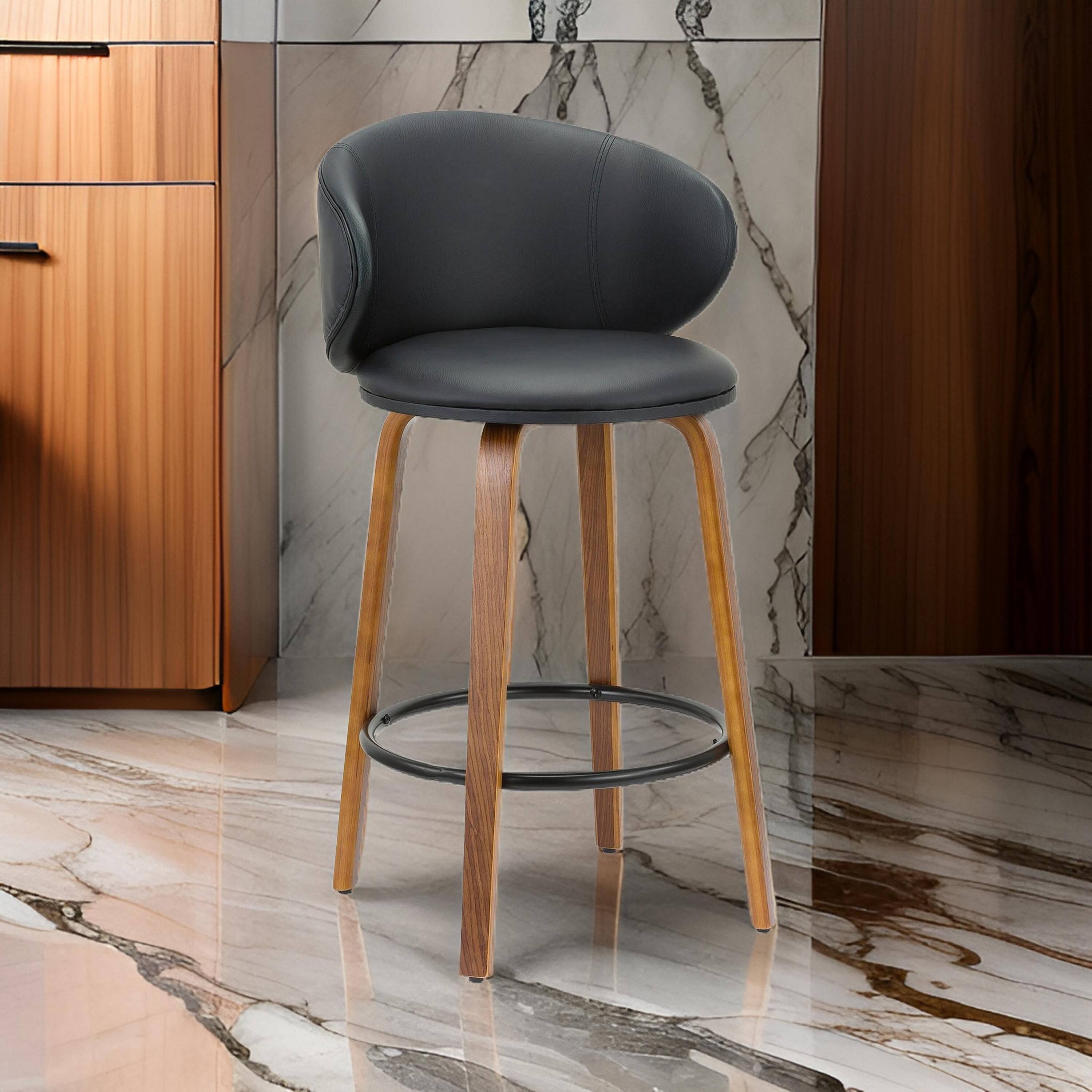 Alt View 2. Manhattan Lane - Zubi 26 Inch Counter Height Chair, Set of 2, Wingback, Viet Nam Legs - Black, Brown.