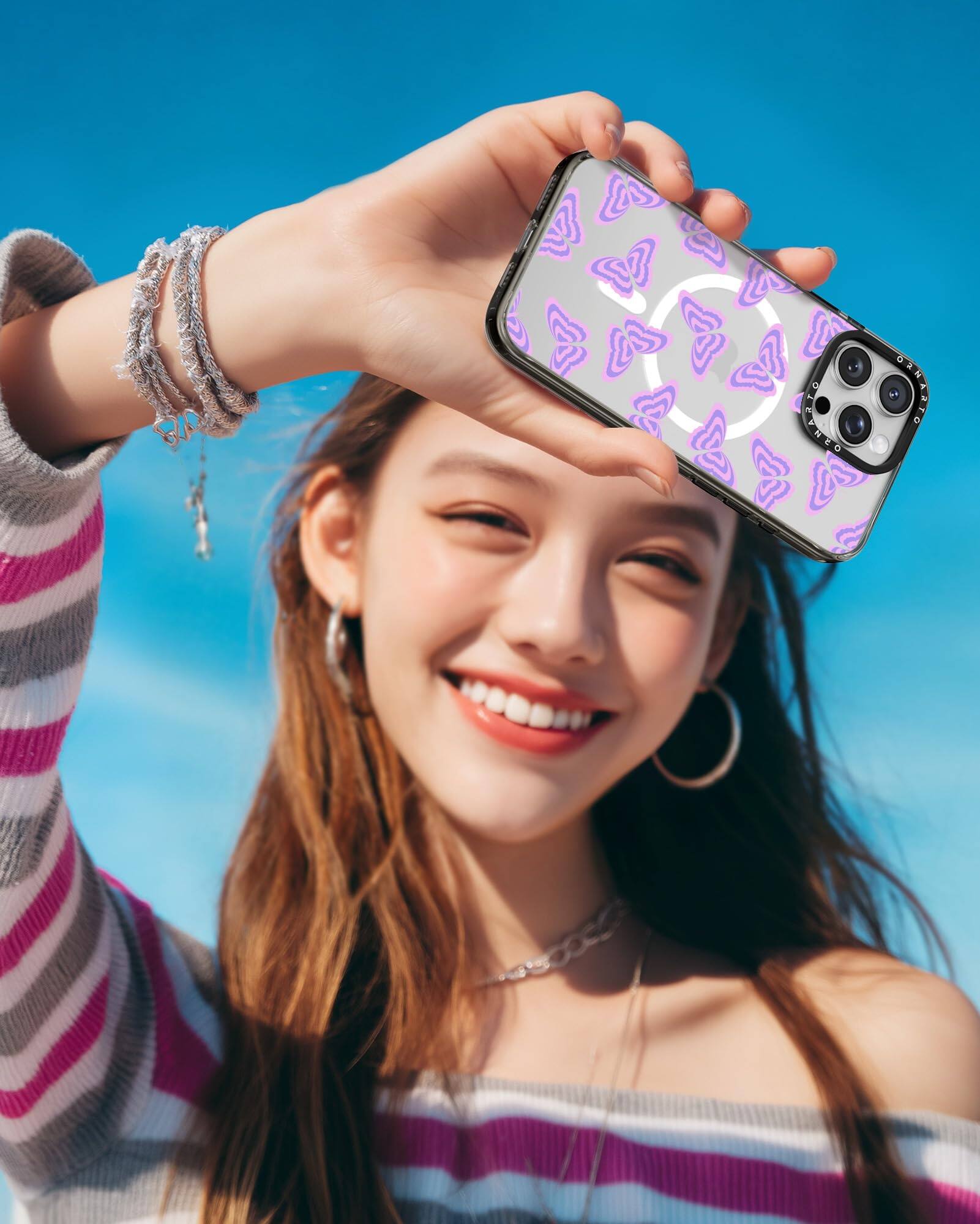 Alt View 5. Ornarto - ORNARTO Vistique for iPhone 16 Pro Max Case 6.9",Compatible with MagSafe,Clear Glossy Pattern Phone Case-Lilac Dream - Lilac Dream.