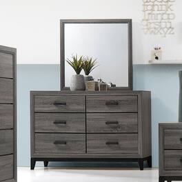 Kings Brand Furniture - Ambroise Wood Dresser & Mirror, /Black - Gray