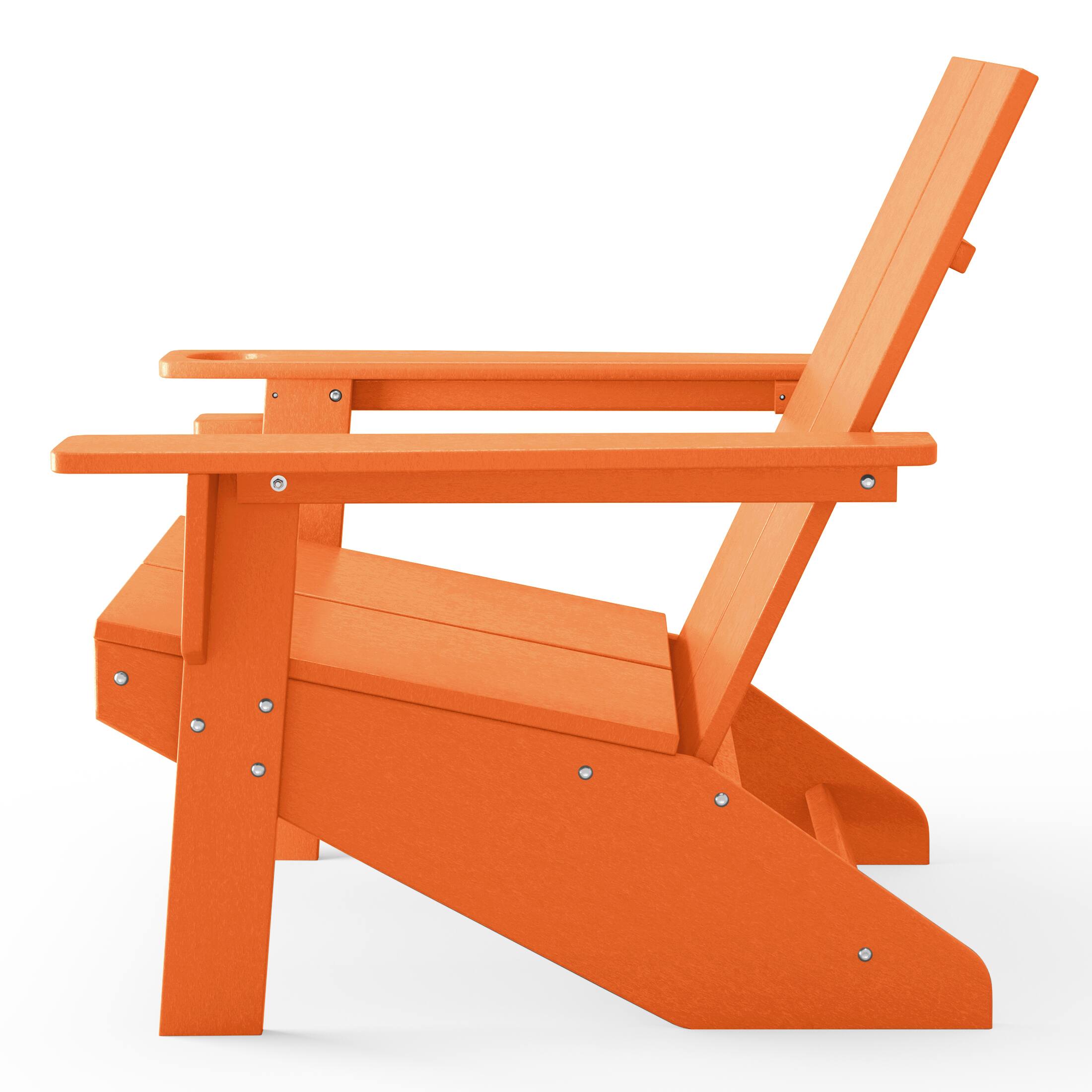 Alt View 4. WestinTrends - WestinTrends Riviera Outdoor HDPE Modern Adirondack Chair with Cup Holder (Set of 4) - Orange.