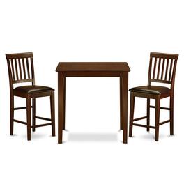 East West Furniture - 3 PC counter height Dining set-Square pub Table and 2 Stools - Mahogany